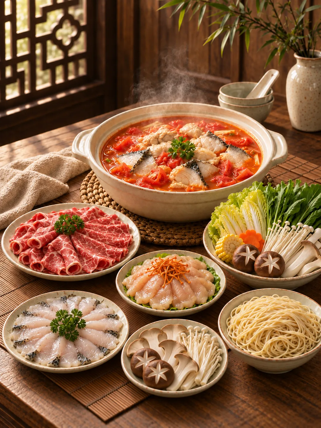 Fresh-Stirred Tomato Broth Hot Pot Set — CHDS healthy Chinese meal, Melbourne