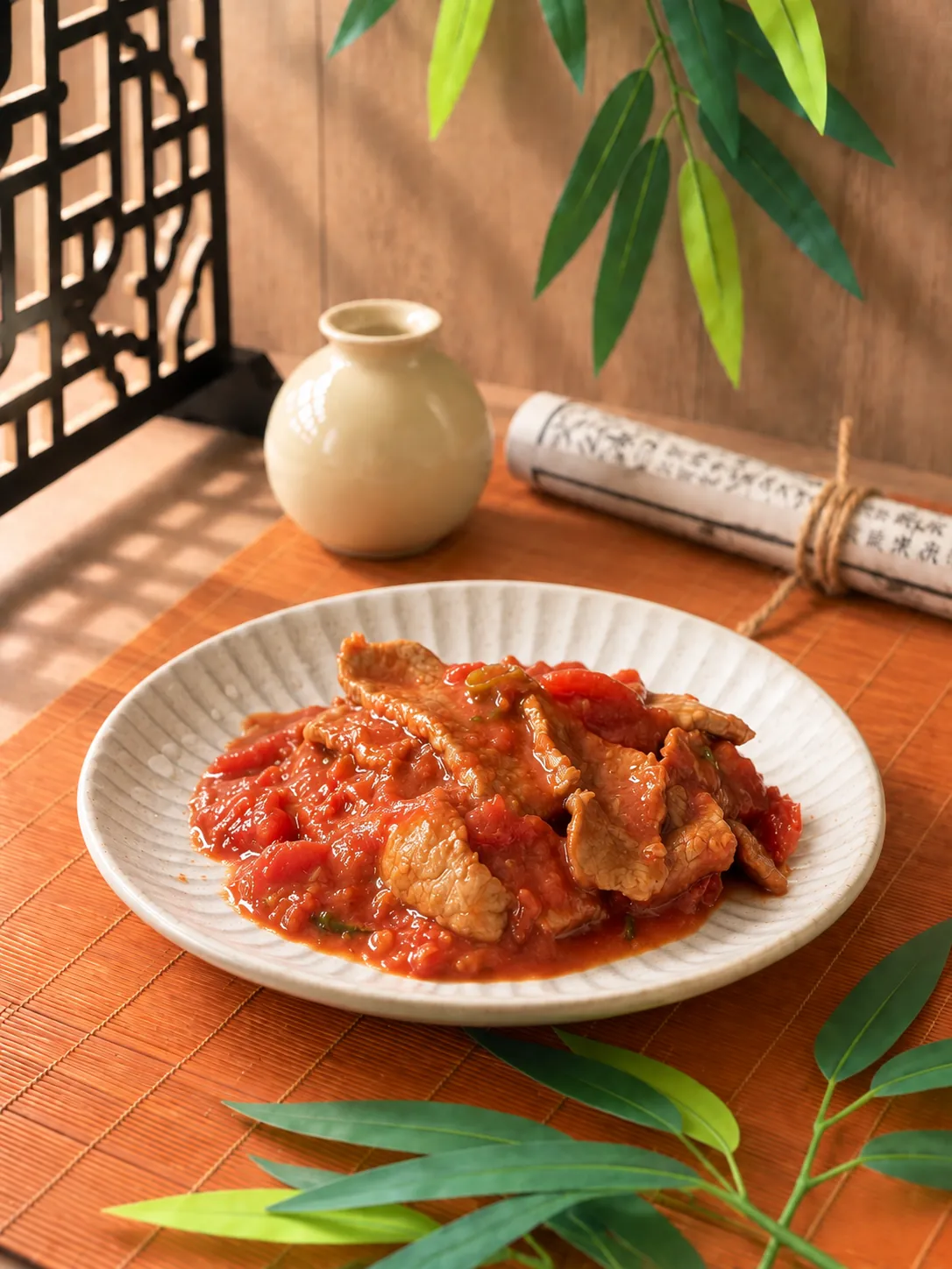 Tomato-Glazed Tender Beef with Scallions — CHDS healthy Chinese meal, Melbourne