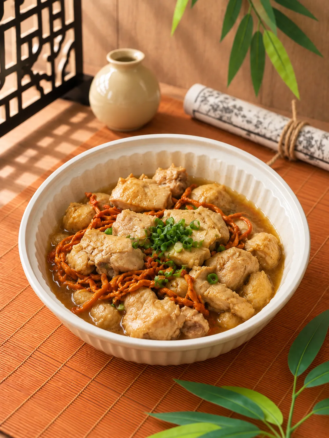 Herbal Sauna Chicken with Cordyceps Flower — CHDS healthy Chinese meal, Melbourne